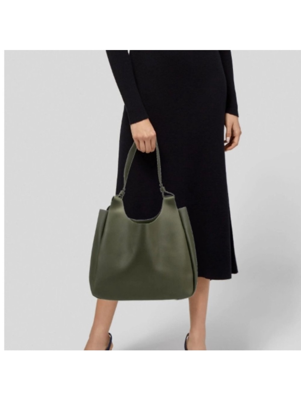 Neiman Marcus Tote Olive Green Vegan Faux Leather Single Shoulder Strap ** New**